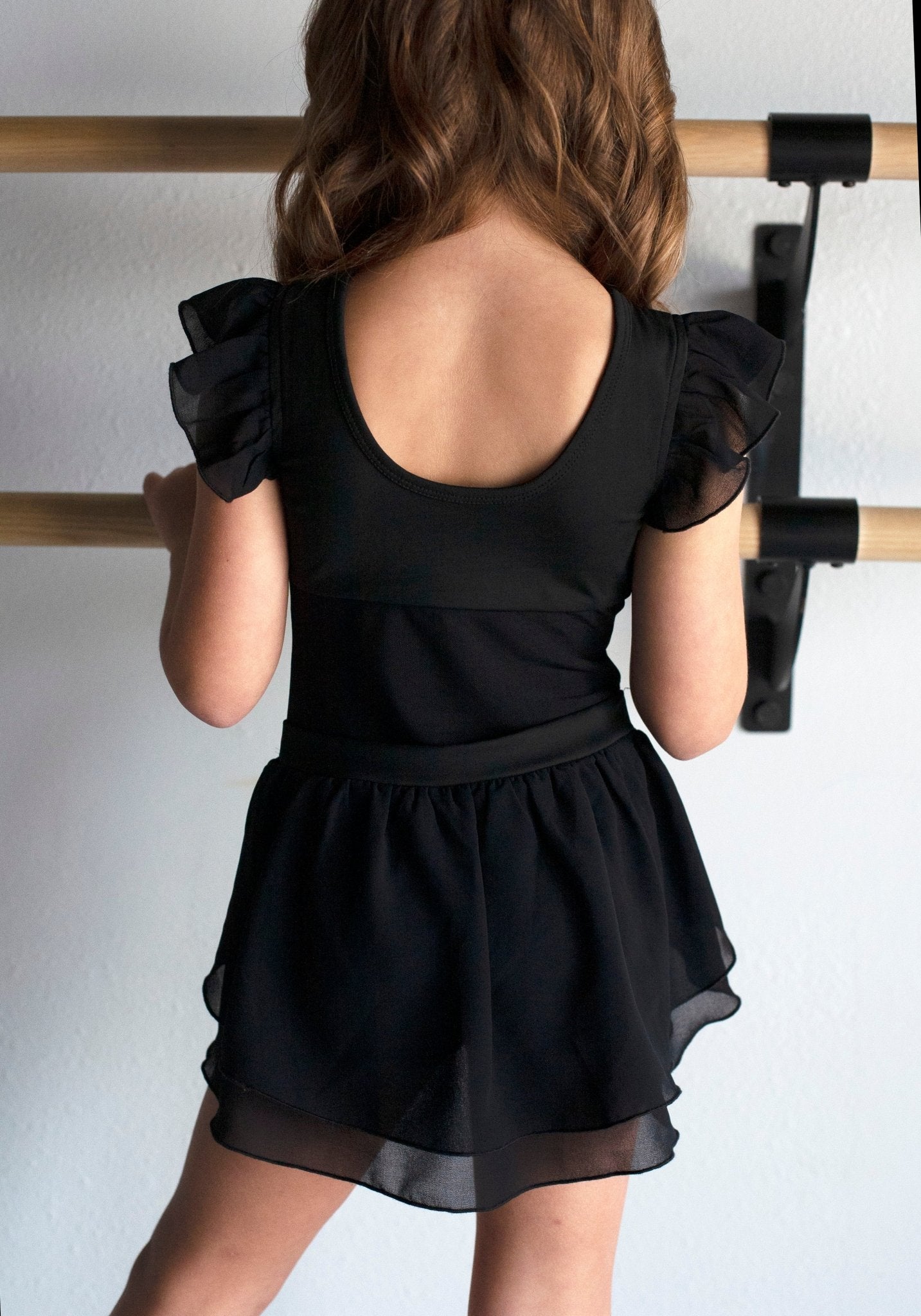 Ballet Barre Onyx Skirted Butterfly Sleeve One Piece Leo - Evie's Closet Clothing