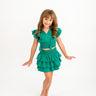 Butterfly Garden Kelly Green Printed Smocked and Tassel Detail Top and Skort Set - Evie's Closet Clothing