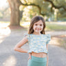 Daisy Days Printed Seafoam Flutter Sleeve Top and Brief Dance Set - Evie's Closet Clothing