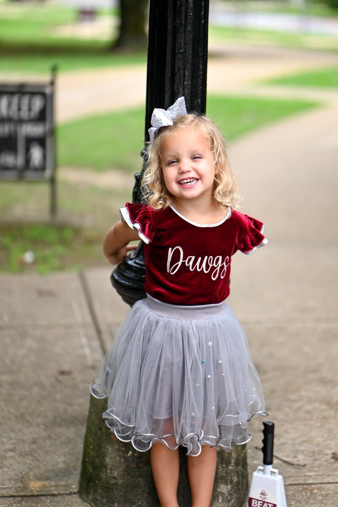 Go Dawgs Maroon and Silver Embroidered Velvet Shirt - Evie's Closet Clothing