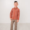 Letting Go Tan and Rust Button Up Collared Boys Shirt - Evie's Closet Clothing