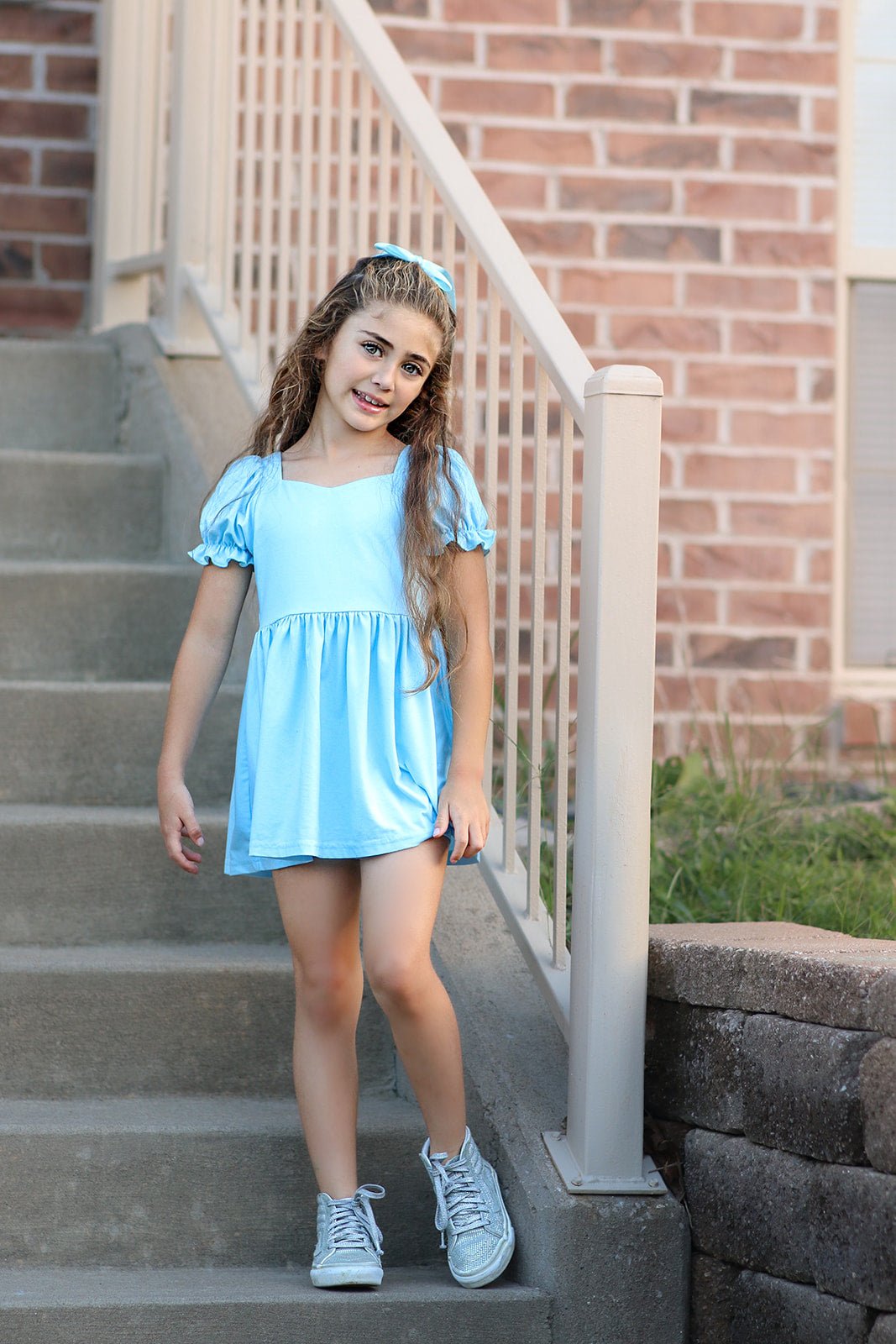 Lost Slipper Baby Blue Softest Tunic Top and Shortie Princess Lounge - Evie's Closet Clothing