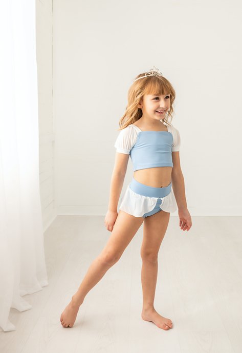 Lost Slipper Perfect Fairytale Pale Blue and White Dance/Swim Set - Evie's Closet Clothing