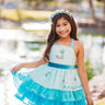 More Magical Together Aqua and Teal Ombré Ruffled Quote Dress - Evie's Closet Clothing