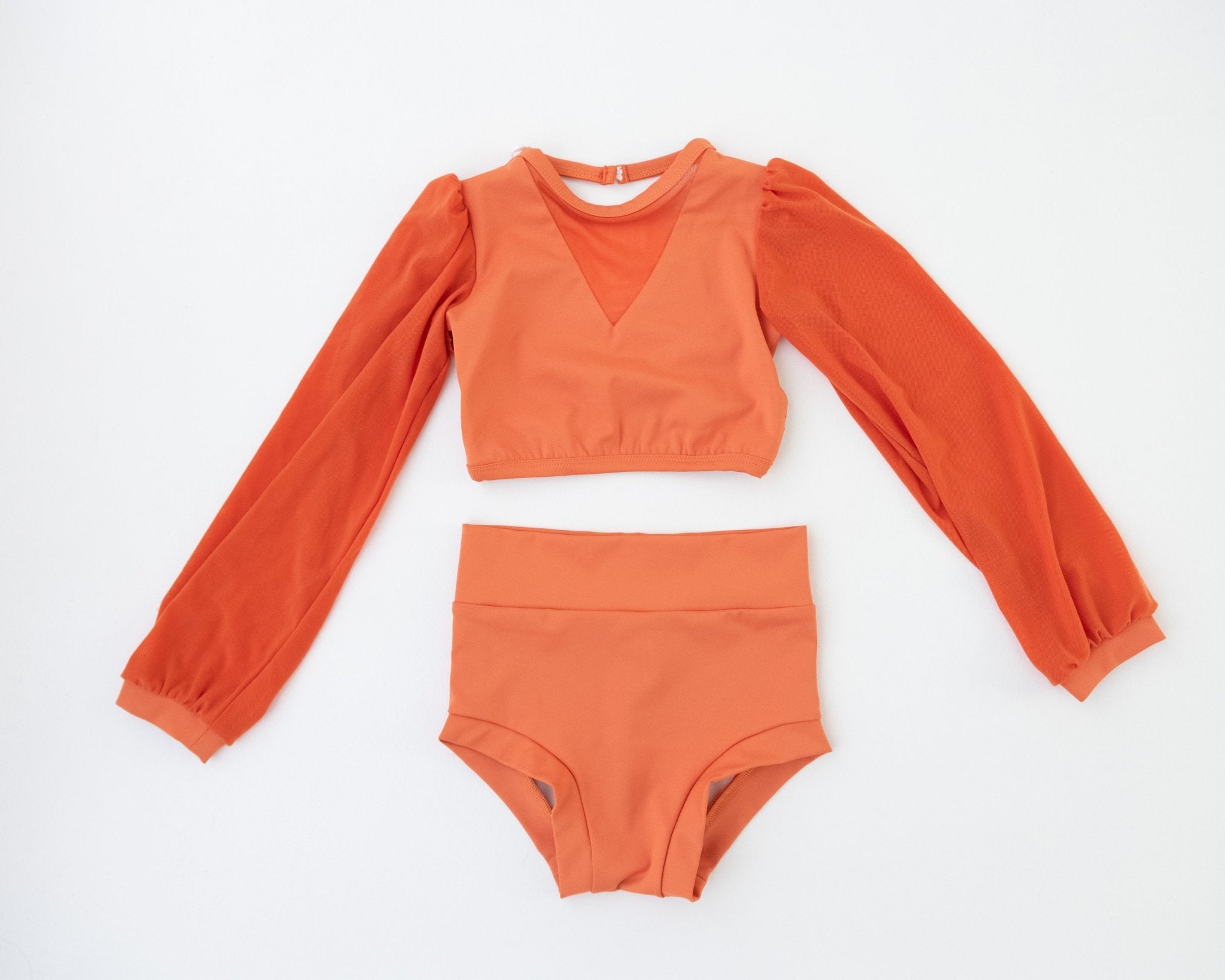 Perfect Poof Pumpkin Spice Long Sleeved Two Piece Dance Set - Evie's Closet Clothing