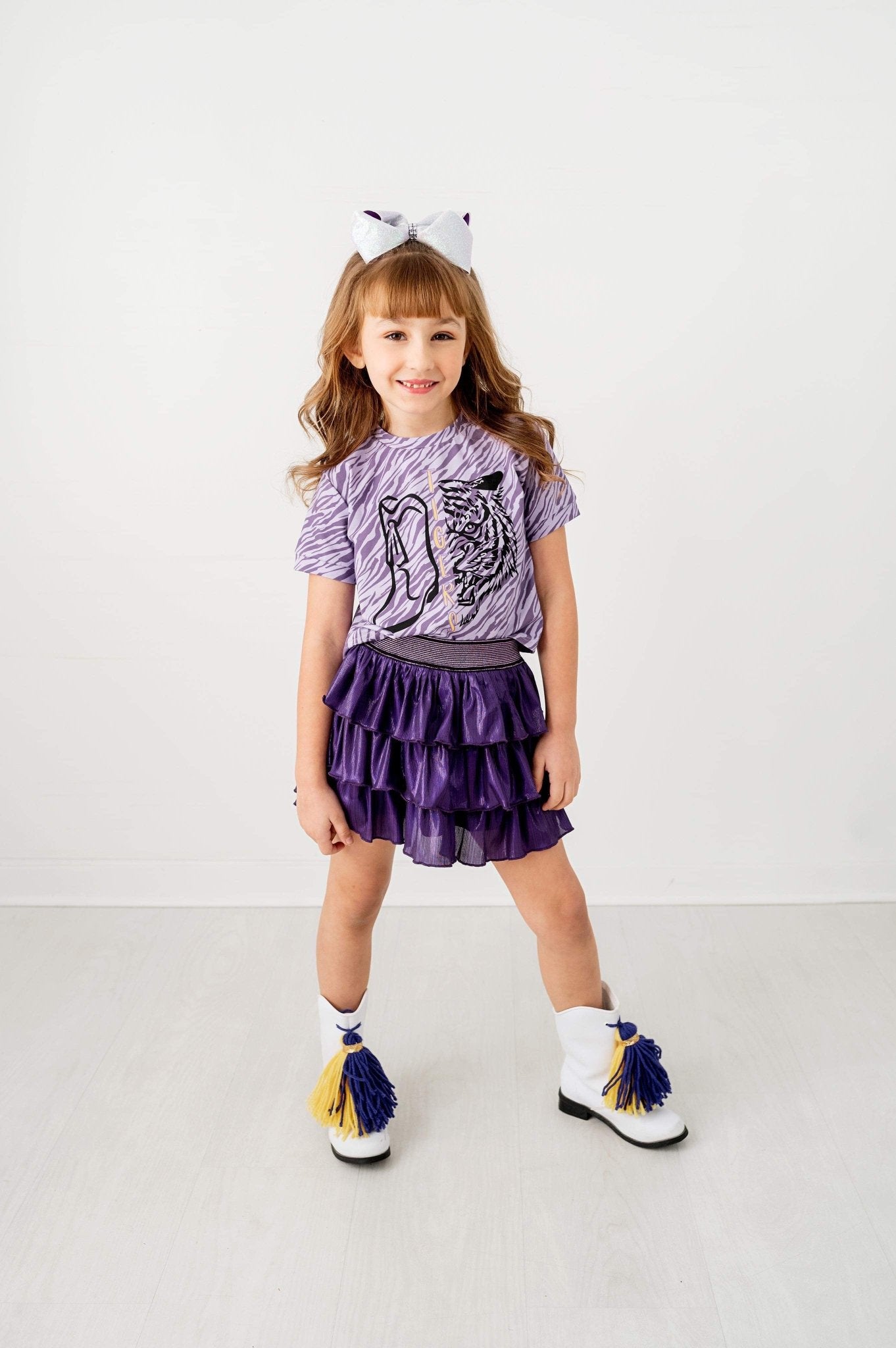 Tiger Fan Purple Printed T-Shirt - Evie's Closet Clothing