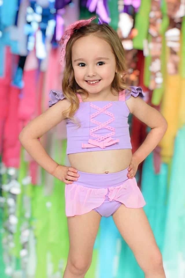 Tower Maiden Lavender and Pink Dance/Swim Two Piece Set - Evie's Closet Clothing