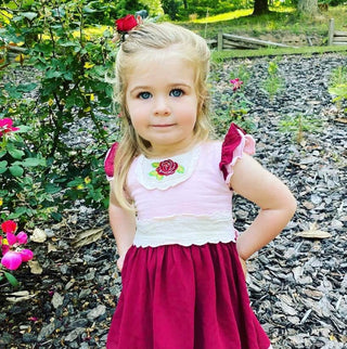 Enchanted Rose Pink and Maroon Embroidered Dress