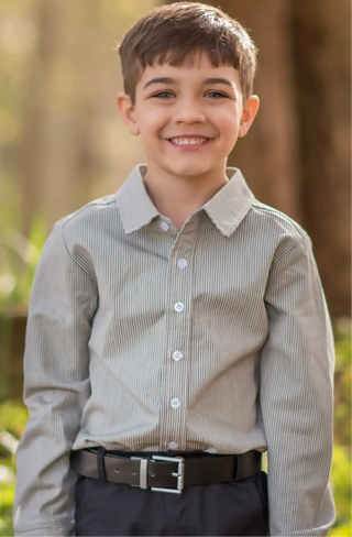 Essential Black & Gray Pinstripe Collared Shirt My Three Sons