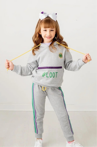 Mardi Gras #Loot Gray Jogger Set