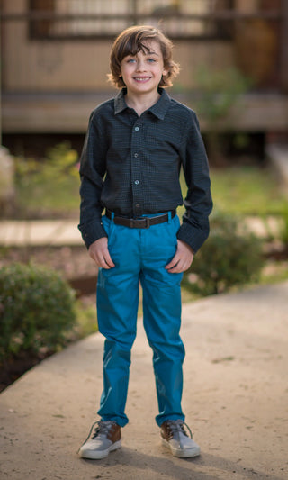 Essential Black & Blue Textured Dot Shirt My Three Sons