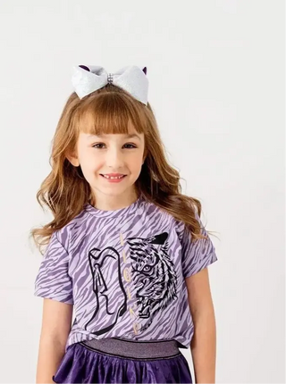 Tiger Fan Purple Printed T-Shirt Evie's Closet Clothing