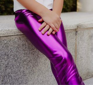 Anything but Basic Purple Metallic Leggings Evie's Closet Clothing