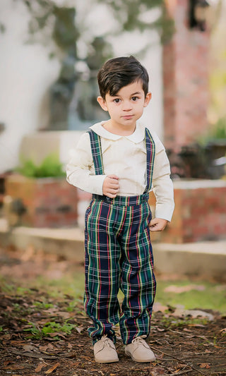 Essential Navy Plaid Suspender Set My Three Sons