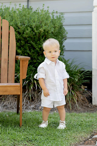 Sweet Magnolia White Collared Boy’s Shirt Evie's Closet Clothing