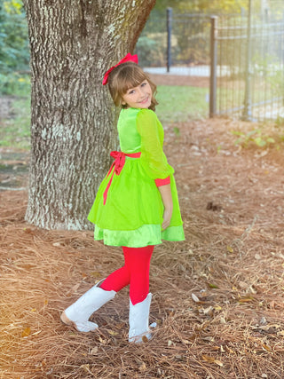 Mean One Green with Red Accents Full Attached Petti Dress