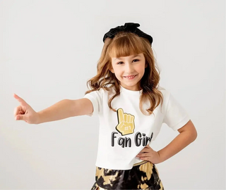 Fan Girl Black & Gold Printed Meet and Greet Length Shirt Evie's Closet Clothing