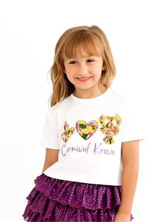 Carnival Krewe White, Purple, Green, and Gold Printed Meet and Greet T-Shirt