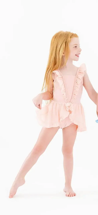 Daydreamer Blush Pink Ruffle Trim Skirted Leotard Evie's Closet Clothing