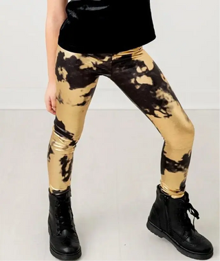 Made to Shine Black and Gold Metallic Leggings Evie's Closet Clothing