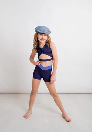 Knot Me Navy and Periwinkle Reversible Ribbed Dance Set Evie's Closet Clothing