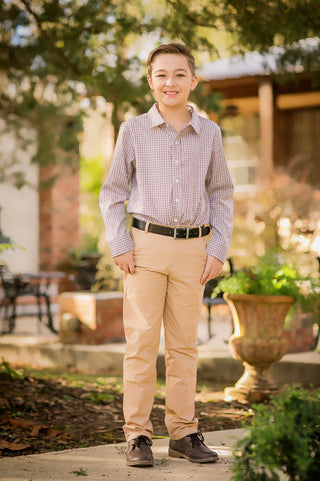 Essential Brown and Tan Gingham Collared Shirt Evie's Closet Clothing