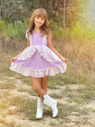 Sweet Bunny Lavender and Ivory Embroidered Dress