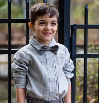 Definitely Dapper Gray Collared Shirt, Bow Tie, and Corduroy Pants Evie's Closet Clothing