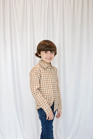 Essential Wheat and Ivory Checkered Button Down Shirt My Three Sons