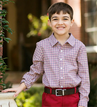 Essential Red and Mustard Plaid Collared Shirt My Three Sons