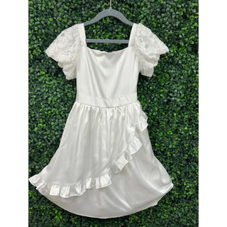 Darling White Puff Sleeve Ruffle Accent Dress Evie's Closet Clothing