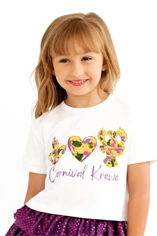 Carnival Krewe White, Purple, Green, and Gold Printed Meet and Greet T-Shirt