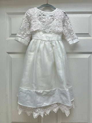 Prim and Proper White Lace Accent Communion Dress Evie's Closet Clothing