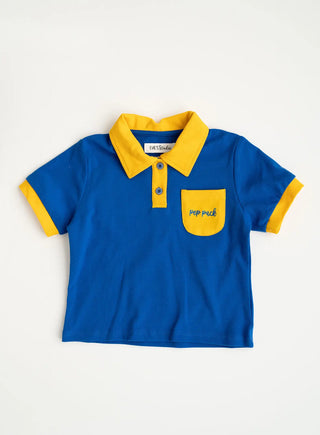 Pep Pack Blue and Yellow Cropped Polo Evie's Closet Clothing