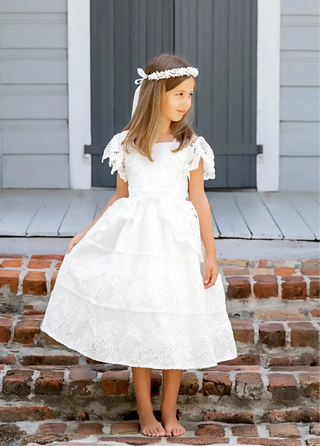 Lace Overlay White Communion Dress Evie's Closet Clothing