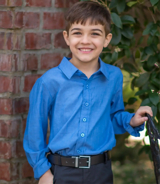 Essential Blue Collared Button Down Shirt My Three Sons