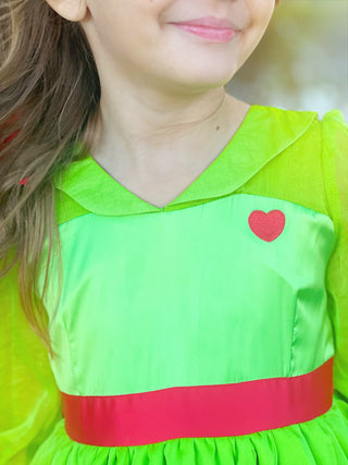 Mean One Green with Red Accents Full Attached Petti Dress