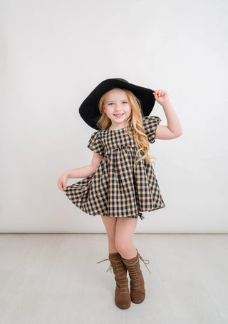 Perfectly Plaid Black and Khaki Tween Bodysuit and Skirt Set Evie's Closet Clothing