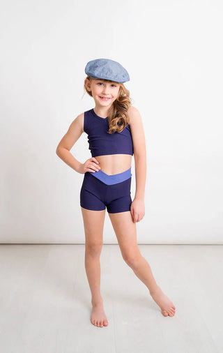 Knot Me Navy and Periwinkle Reversible Ribbed Dance Set Evie's Closet Clothing