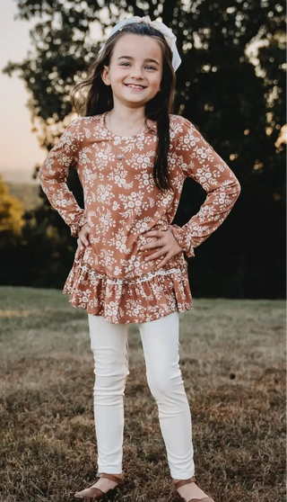 Coffee Bamboo Tunic Top with Velvet Leggings Evie's Closet Clothing