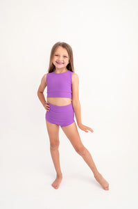 Electric Purple Ribbed Two Piece Leo