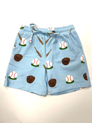 Ballpark Life Light Blue Printed Shorts Evie's Closet Clothing