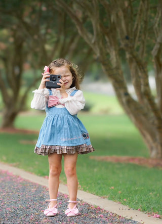 Collect Moments Slate Blue and Pink Tunic Set with Undershirt and Tumblers Evie's Closet Clothing