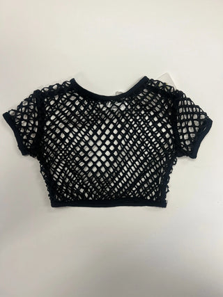 80’s Vibe Black Crochet Cropped Shirt Evie's Closet Clothing