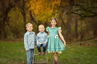 Abundantly Blessed Blue, Teal, and Green Boy's Collared Shirt Evie's Closet Clothing