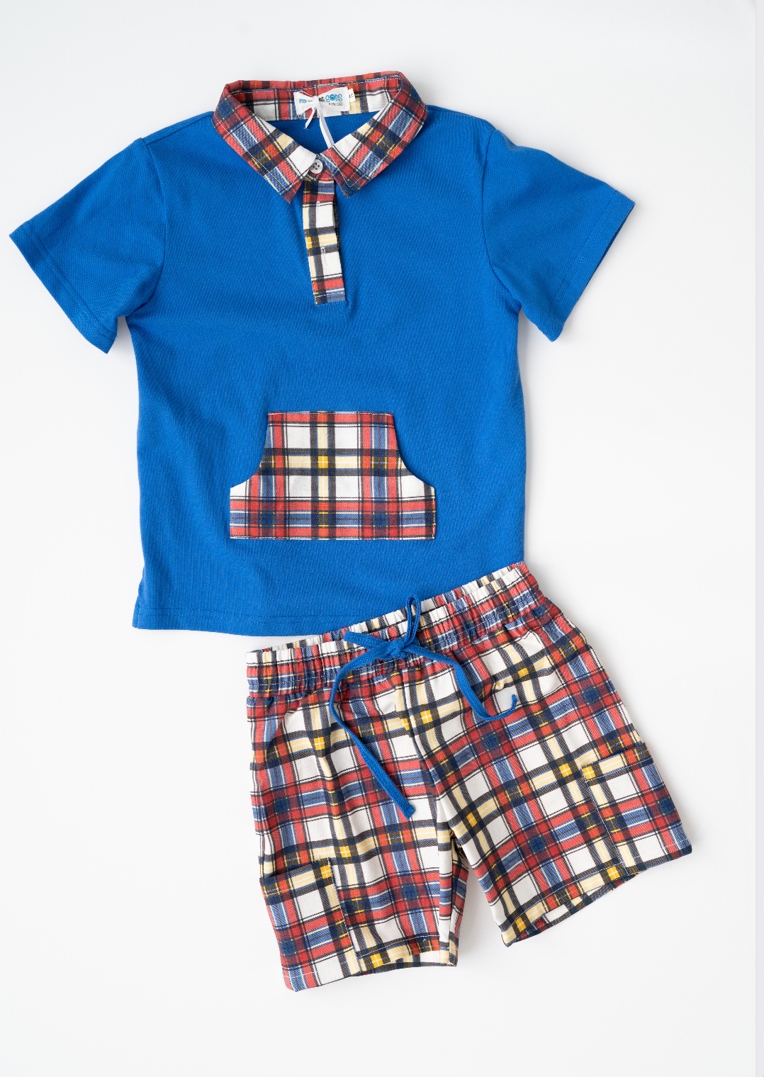 Apple Plaid Boys Polo and Short Set - Evie's Closet Clothing