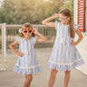 A Little Sparkle Blue and White Sparkly Accented Striped Shift Dress - Evie's Closet Clothing