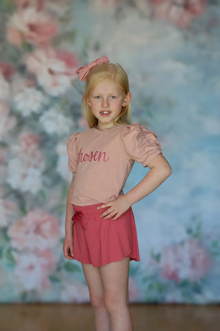 Affirmation: Chosen, Blush and Rose Puff Sleeve Top and Fly Away Shorts - Evie's Closet Clothing