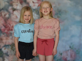 Affirmation: Creative, Baby Blue and Black Puff Sleeve Top and Fly Away Shorts - Evie's Closet Clothing