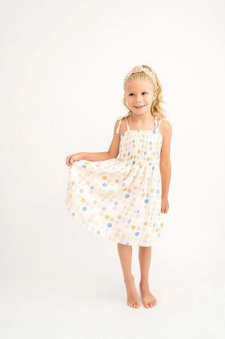 All Smiles Lavender and Ivory Printed Smock Top Dress - Evie's Closet Clothing